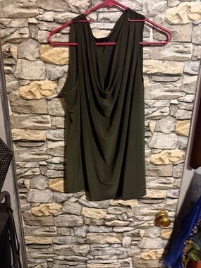 Draped Sleeveless Olive Green Top